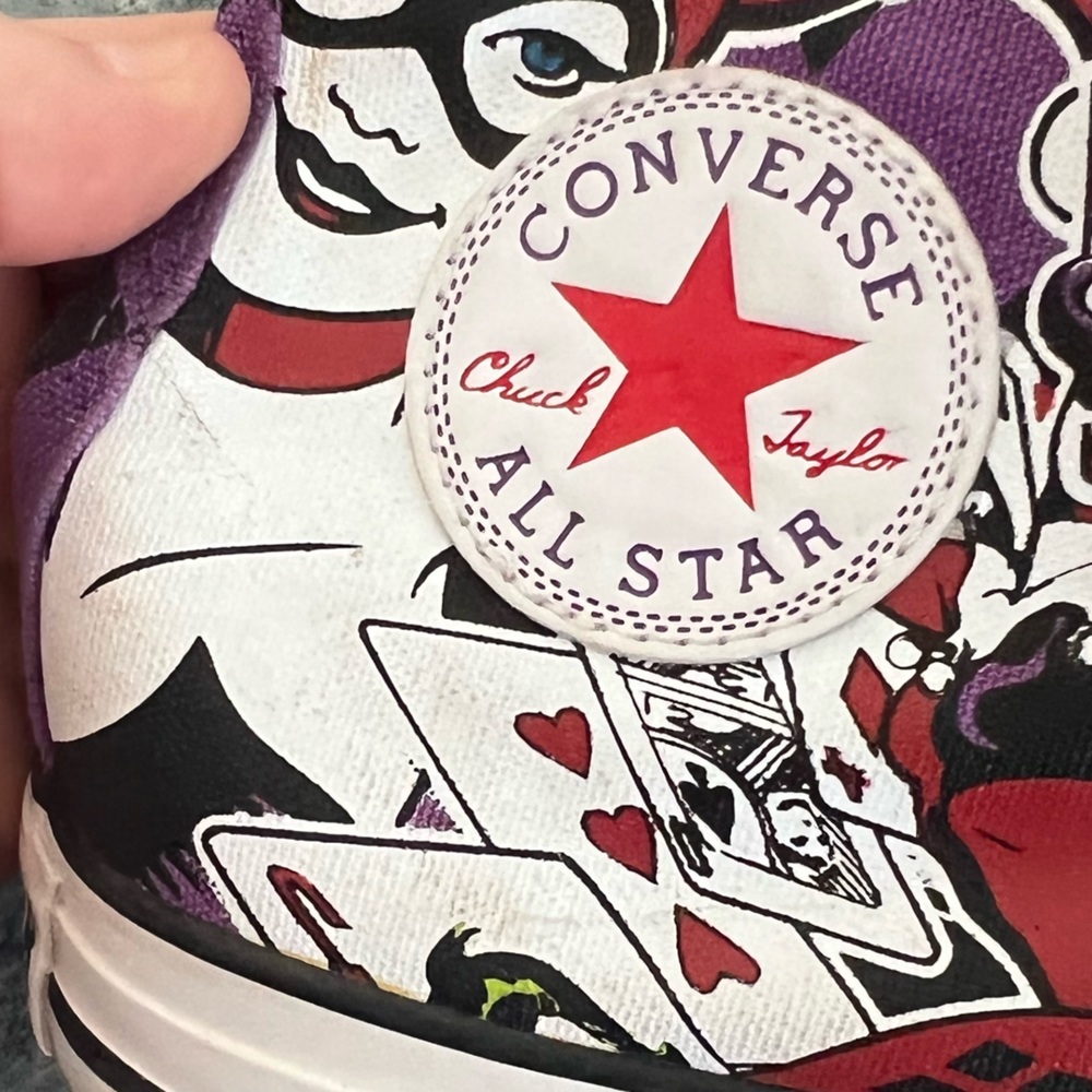 Ltd Edition Converse Harley Quinn Joker DC Chuck Taylor Mens 7 Womens 9 Purple - Picture 16 of 16